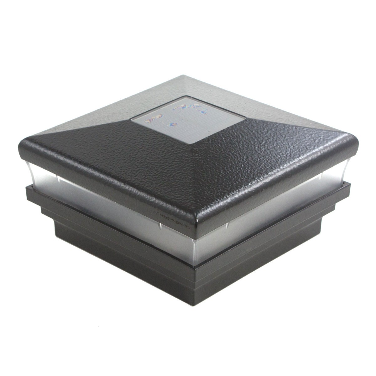 3.625" Sq. Neptune Solar LED Lighted Vinyl Post Cap for Vinyl Fence and