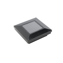 3 Sq. Ornamental Downward Solar LED Lighted Vinyl Post Cap for Vinyl Fence and Railing Black