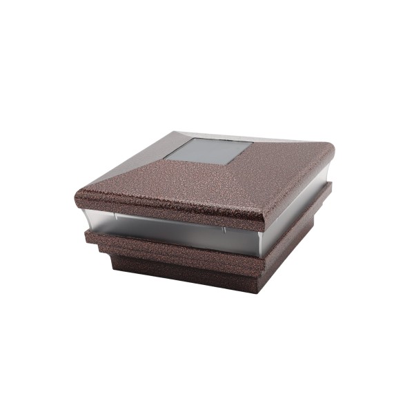 LMT-1480AC 3.625" Sq. Neptune Solar LED Lighted Vinyl Post Cap - Antique Copper