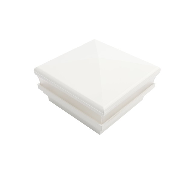 4" Sq. Neptune Low Voltage LED Lighted Vinyl Post Cap for Vinyl Fence and Railing (Warm White) White