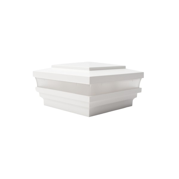LMT 3.625" Sq. Cape May Low Voltage LED Lighted Vinyl Post Cap - White LMT-1486-LED-W-3K
