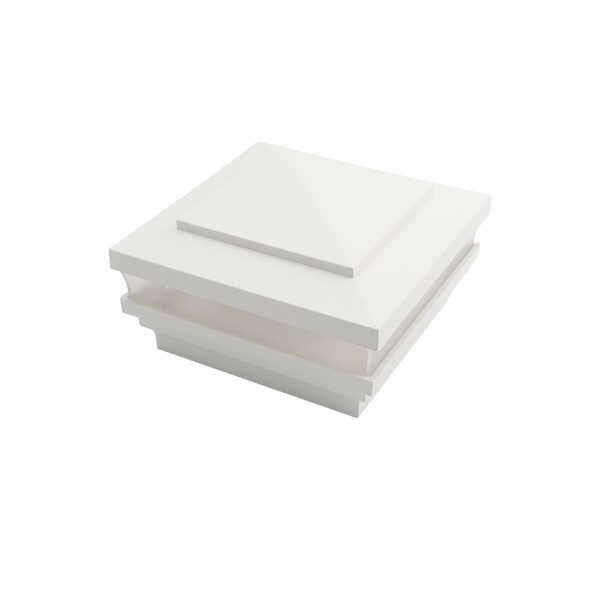 4" Sq. Cape May Low Voltage LED Lighted Vinyl Post Cap for Vinyl Fence and Railing (Cool White) White