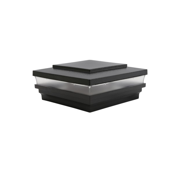 LMT 5" Sq. Cape May Low Voltage LED Lighted Vinyl Post Cap - Hammertone Black LMT-1508-LED-HB-3K