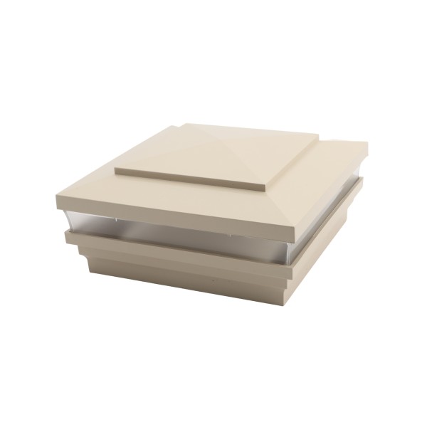 LMT 5.625" Sq. Cape May Low Voltage LED Lighted Vinyl Post Cap - Almond LMT-1509-LED-NA-5K