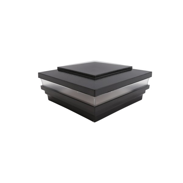 LMT 5.625" Sq. Cape May Low Voltage LED Lighted Vinyl Post Cap - Hammertone Black LMT-1509-LED-HB-3K