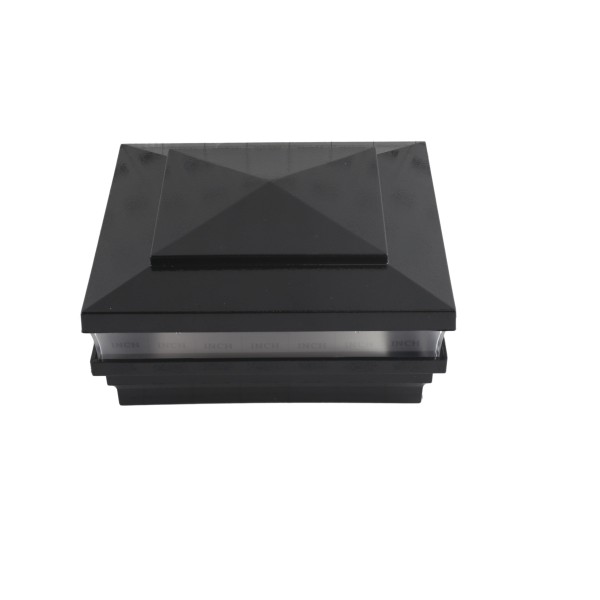 LMT 5.625" Sq. Cape May Low Voltage LED Lighted Vinyl Post Cap - Hammertone Black LMT-1509-LED-HB-5K