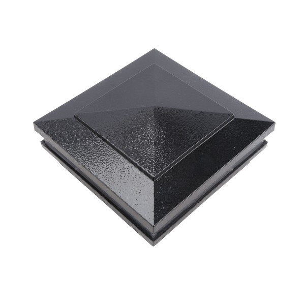 LMT 6" Sq. Cape May Low Voltage LED Lighted Vinyl Post Cap - Hammertone Black LMT-1510-LED-HB-3K