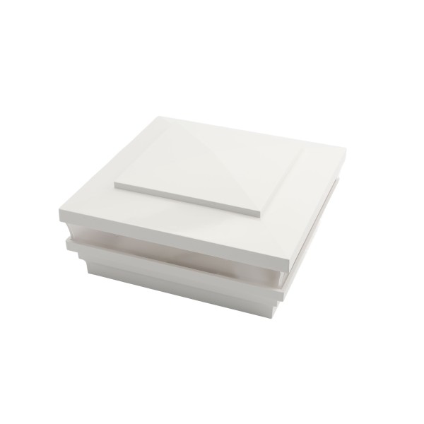 LMT 6" Sq. Cape May Low Voltage LED Lighted Vinyl Post Cap - White LMT-1510-LED-W-3K