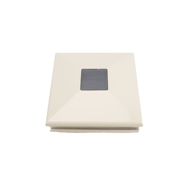 LMT-1516NA 6" Sq. Neptune Solar LED Lighted Vinyl Post Cap - Almond