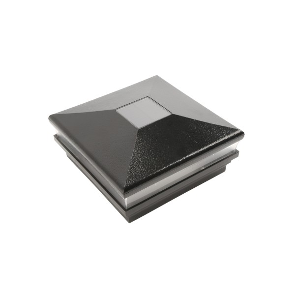 6" Sq. Neptune Solar LED Lighted Vinyl Post Cap for Vinyl Fence and Railing (Hammertone Black)