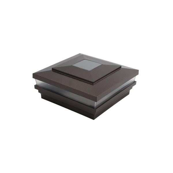 LMT-1517AB 5" Sq. Cape May Solar LED Lighted Vinyl Post Cap - Antique Brown