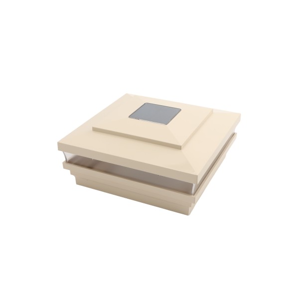 LMT-1517KT 5" Sq. Cape May Solar LED Lighted Vinyl Post Cap - Beige