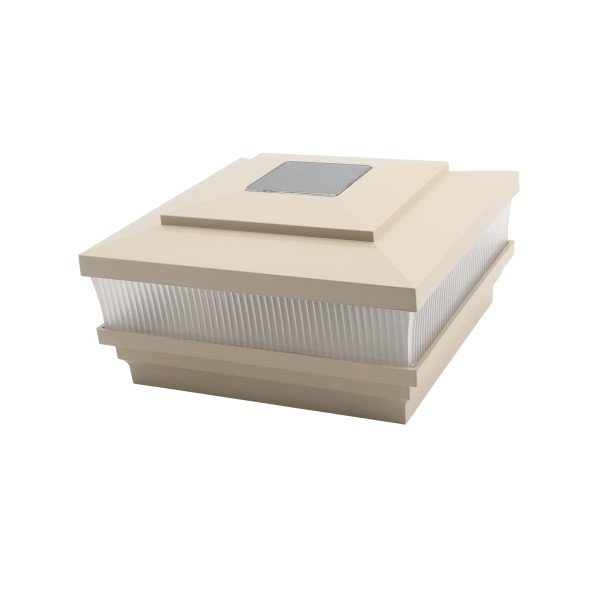 LMT-1518NA 5.625" Sq. Cape May Solar LED Lighted Vinyl Post Cap - Almond