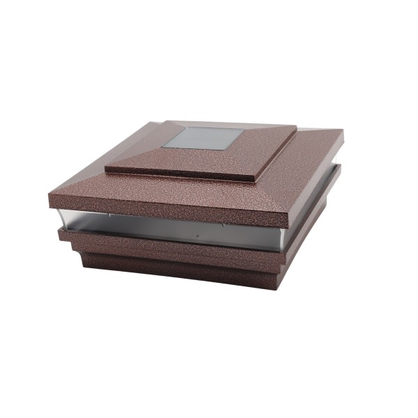 LMT-1518AC 5.625" Sq. Cape May Solar LED Lighted Vinyl Post Cap - Antique Copper