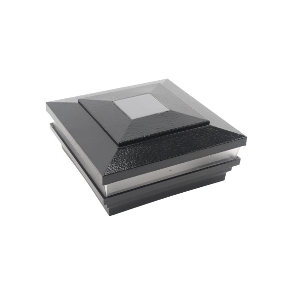 LMT-1518HB 5.625" Sq. Cape May Solar LED Lighted Vinyl Post Cap - Hammertone Black
