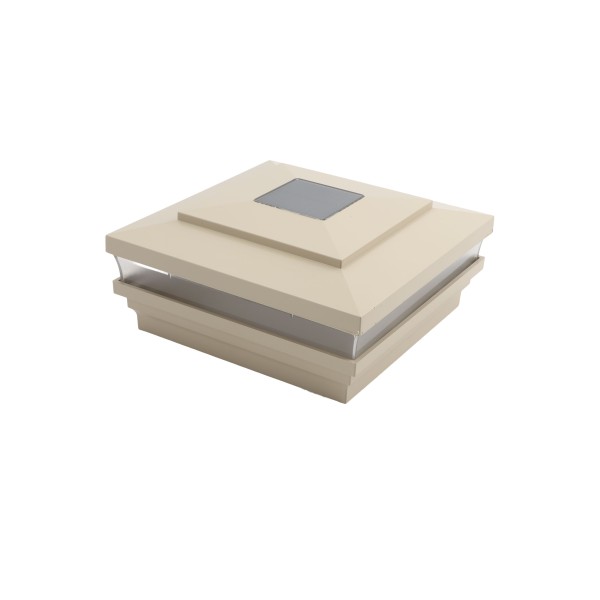 LMT-1519NA 6" Sq. Cape May Solar LED Lighted Vinyl Post Cap - Almond