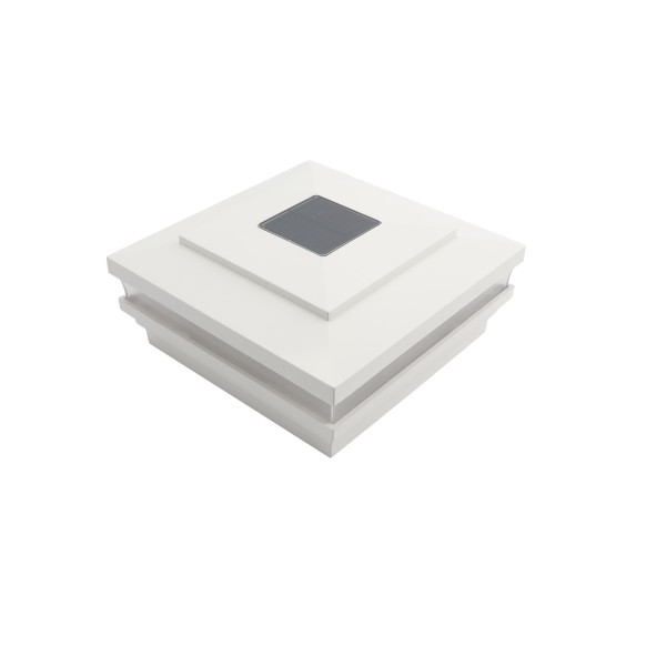 6" Sq. Cape May Solar LED Lighted Vinyl Post Cap for Vinyl Fence and Railing (White)