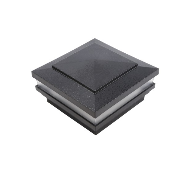 LMT 4.5" Sq Cape May Low Voltage LED Lighted Vinyl Post Cap - Hammertone Black 1561-LED-HB-5K