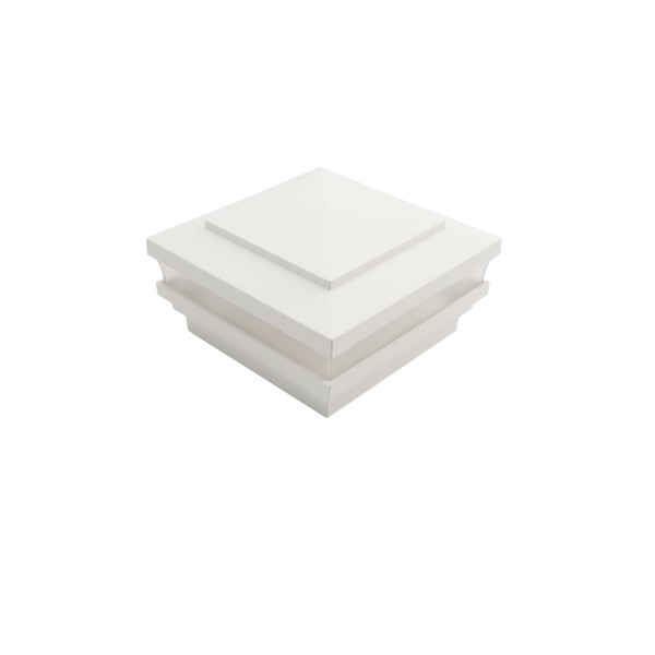 4.5" Sq Cape May Low Voltage LED Lighted Vinyl Post Cap for Vinyl Fence and Railing (Warm White) White