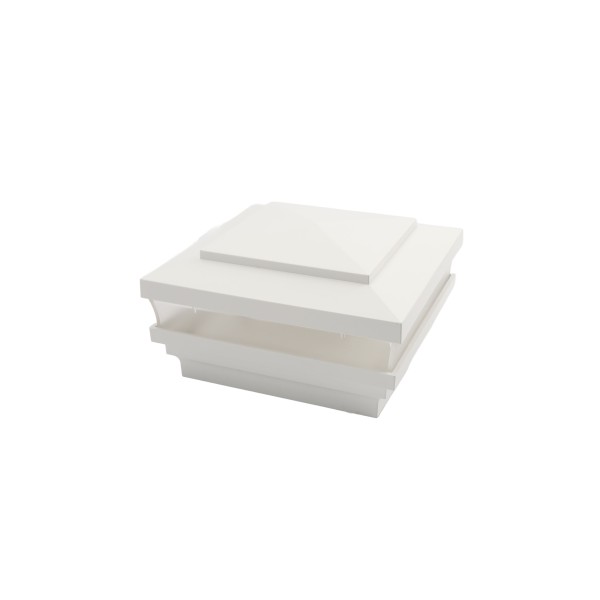 4.5" Sq Cape May Low Voltage LED Lighted Vinyl Post Cap for Vinyl Fence and Railing (Cool White) White