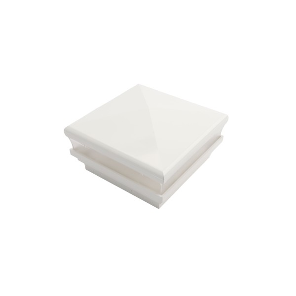 4.5" Sq Neptune Low Voltage LED Lighted Vinyl Post Cap for Vinyl Fence and Railing (Warm White) White
