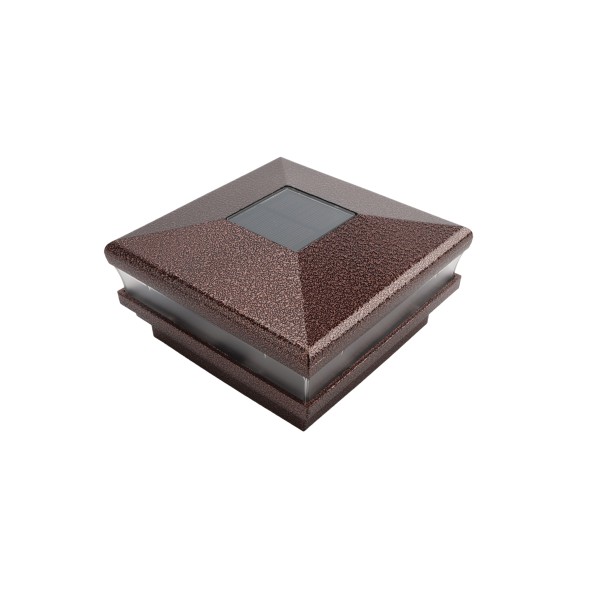 4.5"Sq. Neptune Solar LED Lighted Vinyl Post Cap for Wood and Vinyl Fence (Antique Copper)