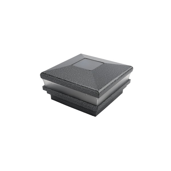 LMT-1564AGR 4.5" Sq. Neptune Solar LED Lighted Vinyl Post Cap - Antique Gray