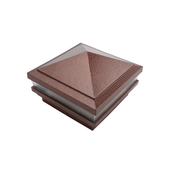 4.5" Sq Haven Low Voltage LED Lighted Vinyl Post Cap for Vinyl Fence and Railing (Warm White) Antique Copper