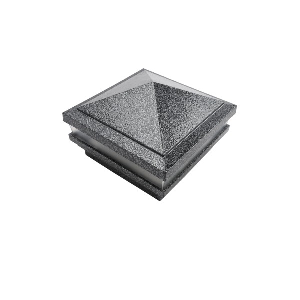 4.5" Sq Haven Low Voltage LED Lighted Vinyl Post Cap for Vinyl Fence and Railing (Warm White) Antique Gray