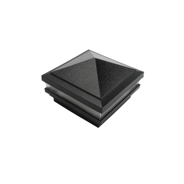 4.5" Sq Haven Low Voltage LED Lighted Vinyl Post Cap for Vinyl Fence and Railing (Warm White) Hammertone Black