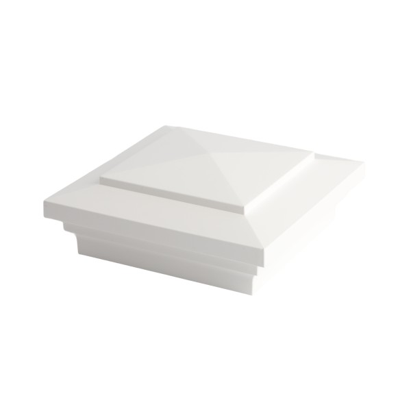 4.5" sq Cape May Style Vinyl Post Cap for Vinyl Fence and Railing (White)