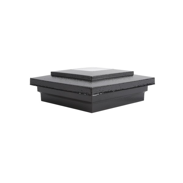 LMT-1639HB 4" Sq. Cape May Downward Solar LED Lighted Vinyl Post Cap - Hammertone Black