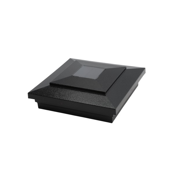 5" Sq. Cape May Downward Solar LED Lighted Vinyl Post Cap for Vinyl Fence and Railing (Hammertone Black)