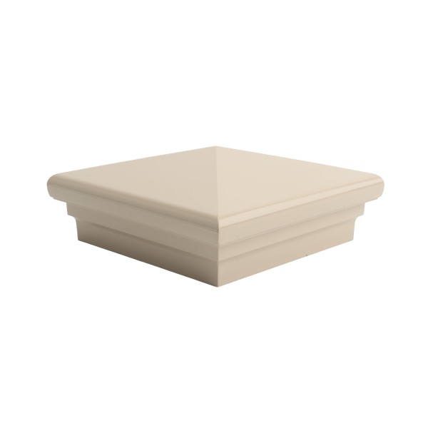 4" Sq. Neptune Downward Low Voltage LED Lighted Post Cap for Vinyl Fence and Railing (Cool White) Almond