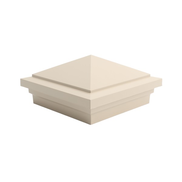 4" Sq. Haven Downward Low Voltage LED Lighted Post Cap for Vinyl Fence and Railing (Cool White) Almond