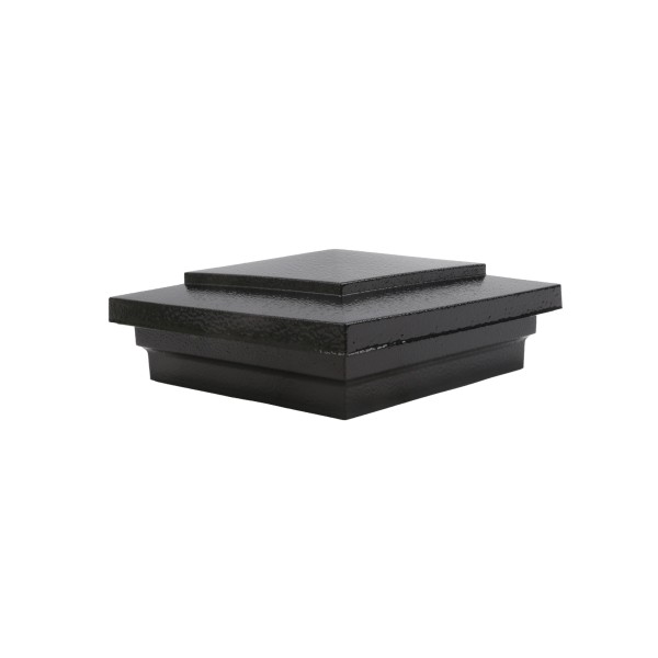 LMT 4" Sq. Cape May Downward Low Voltage LED Lighted Vinyl Post Cap - Hammertone Black LMT-1645HB-3K
