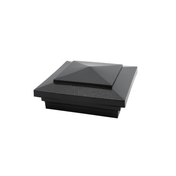 LMT 4" Sq. Cape May Downward Low Voltage LED Lighted Vinyl Post Cap - Hammertone Black LMT-1645HB-5K