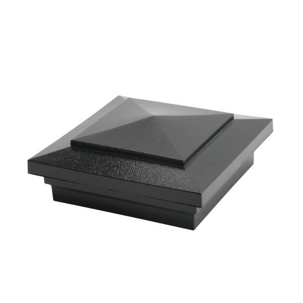 LMT 4" Sq. Cape May Downward Low Voltage LED Lighted Vinyl Post Cap - Hammertone Black LMT-1645HB-5K