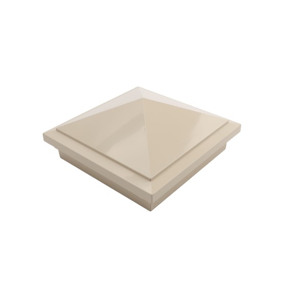 5" Sq. Haven Downward Low Voltage LED Lighted Vinyl Post Cap for Vinyl Fence and Railing (Cool White) Almond