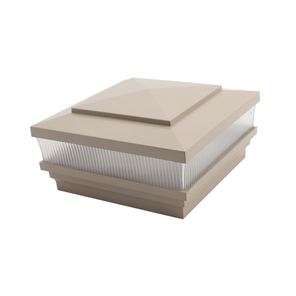 LMT 5" Sq. Cape May Scallop Lens Low Voltage LED Lighted Vinyl Post Cap - Khaki LMT-1662KK-5K