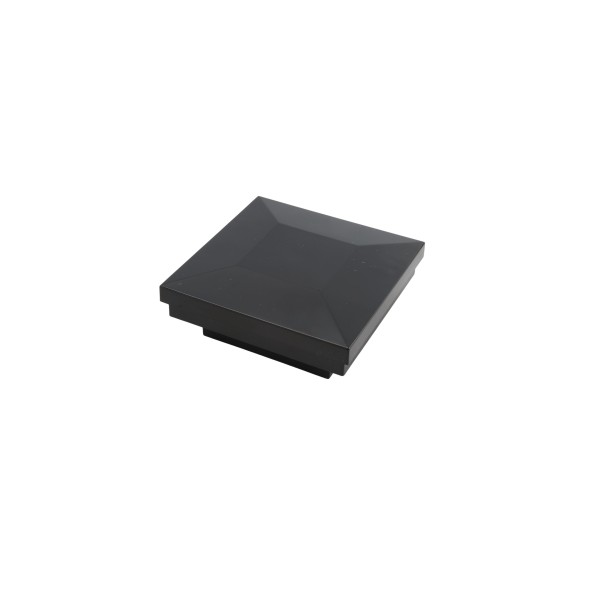 2" Sq. Ornamental Downward Low Voltage LED Lighted Vinyl Post Cap for Vinyl Fence and Railing (Cool White) Black