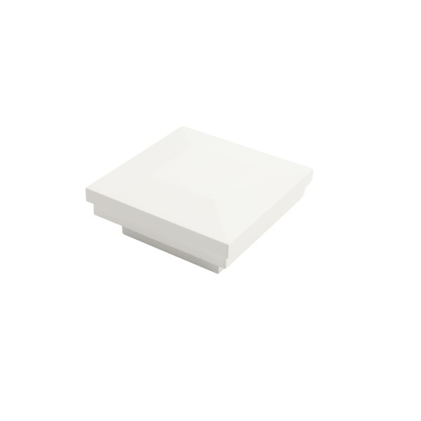 2" Sq. Ornamental Downward Low Voltage LED Lighted Vinyl Post Cap for Vinyl Fence and Railing (Cool White) White