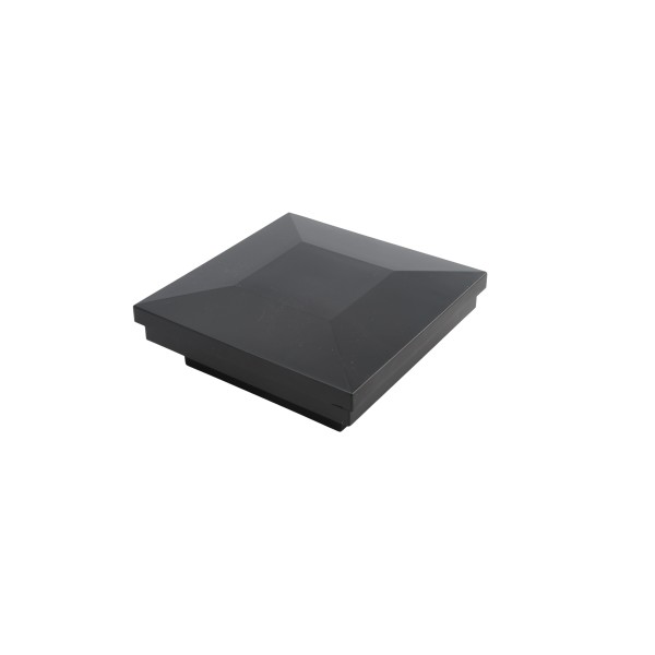 2 1/2" Sq. Ornamental Downward Low Voltage LED Lighted Vinyl Post Cap for Vinyl Fence and Railing (Warm White) Black