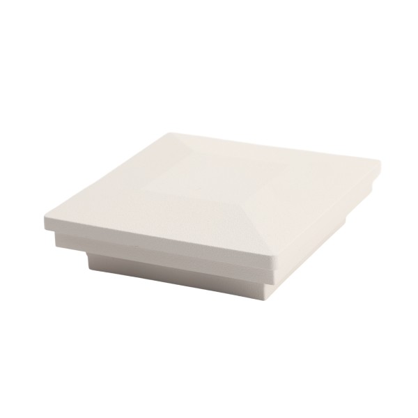 3" x 3" Ornamental Downward Low Voltage (Cool White LED) Light Post Cap - Textured White