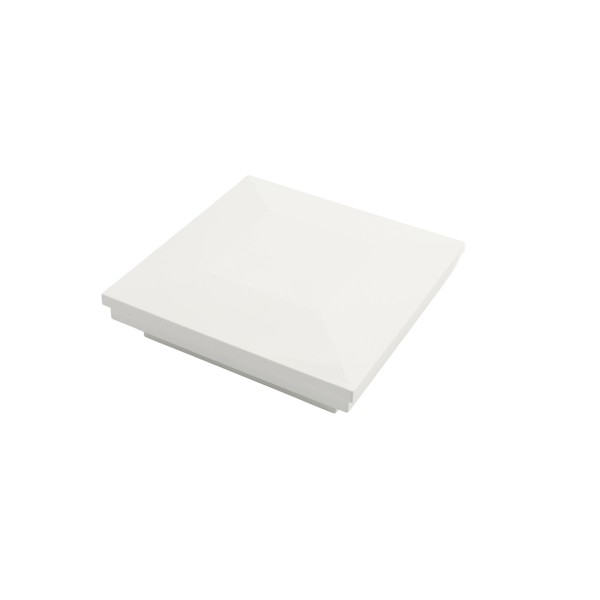 3 1/2" Sq. Ornamental Downward Low Voltage LED Lighted Vinyl Post Cap for Vinyl Fence and Railing (Warm White) White