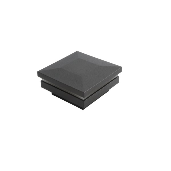 2" Sq. Ornamental Low Voltage LED Lighted Vinyl Post Cap for Vinyl Fence and Railing (Warm White) Textured Black