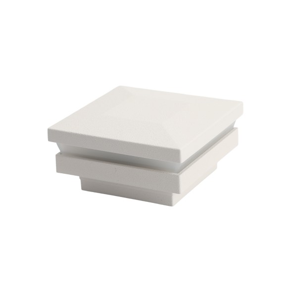 2" x 2" Ornamental Low Voltage (Cool White LED) Light Post Cap - Textured White