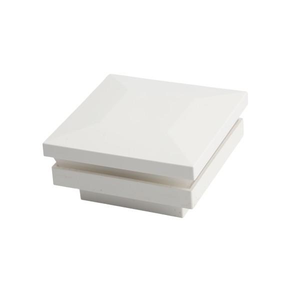 2" Sq. Ornamental Low Voltage LED Lighted Vinyl Post Cap for Vinyl Fence and Railing (Cool White) White (simple6)
