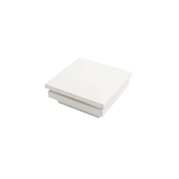2 1/2" Sq. Ornamental Low Voltage LED Lighted Vinyl Post Cap for Vinyl Fence and Railing (Cool White) White