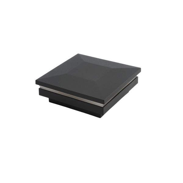 3” Sq. Ornamental Low Voltage LED Lighted Combo Post Cap - 1764TB-3K - Textured Black